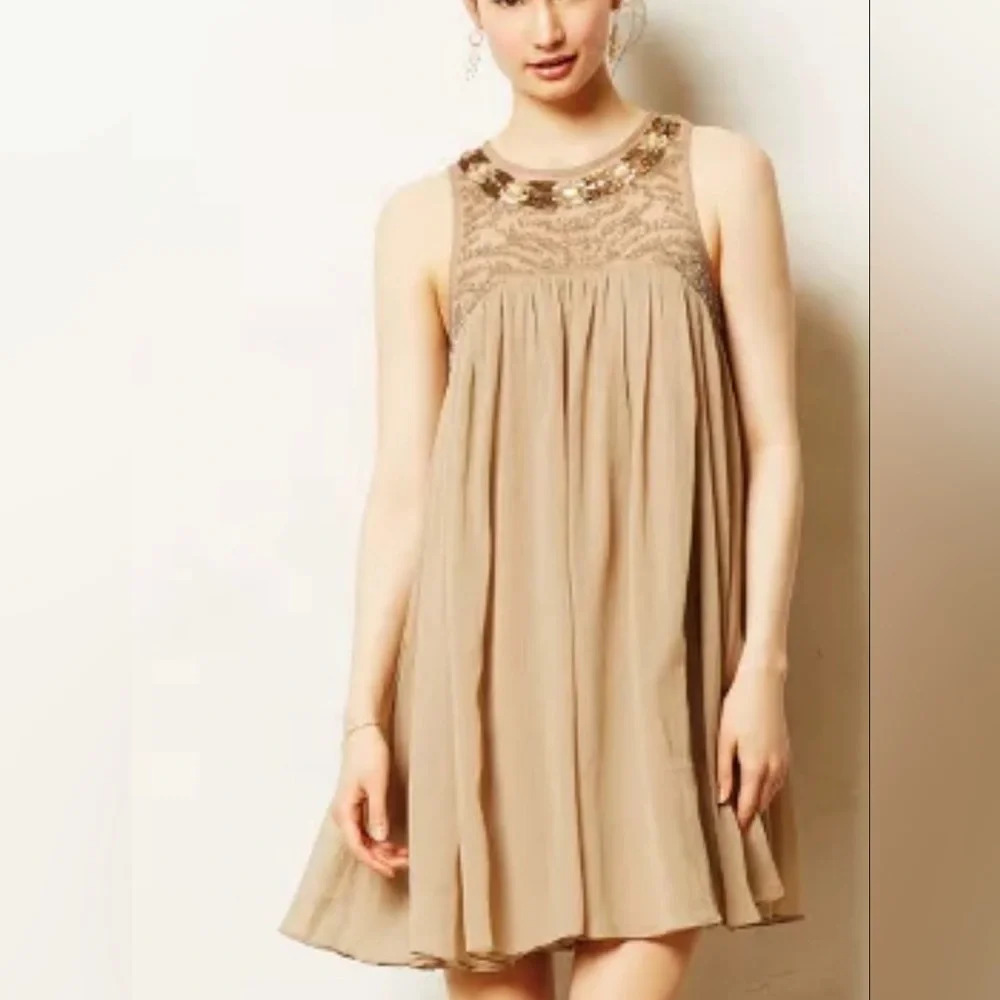 Moulinette Soeurs for Anthropologie Sonora Dress‎ Beaded Chiffon Cocktail